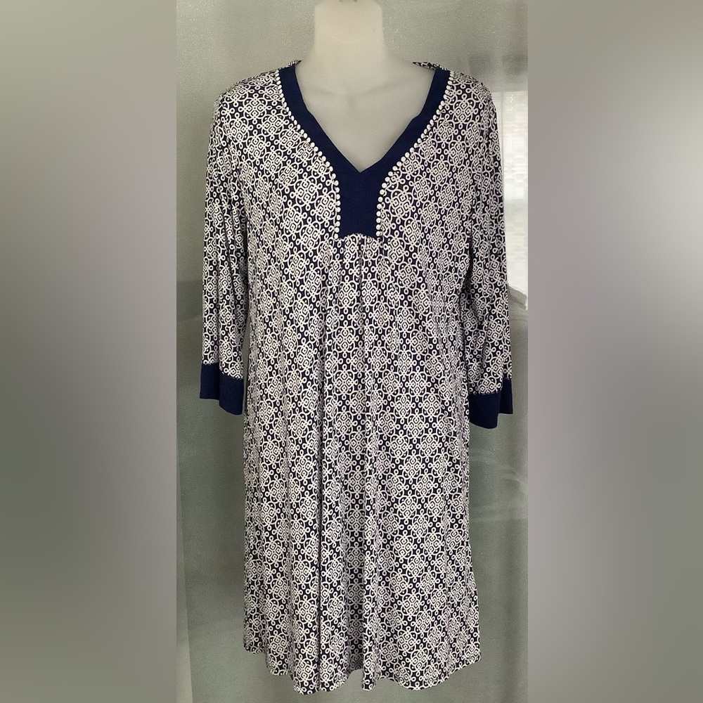 ELLEN TRACY PRINT SHIFT DRESS